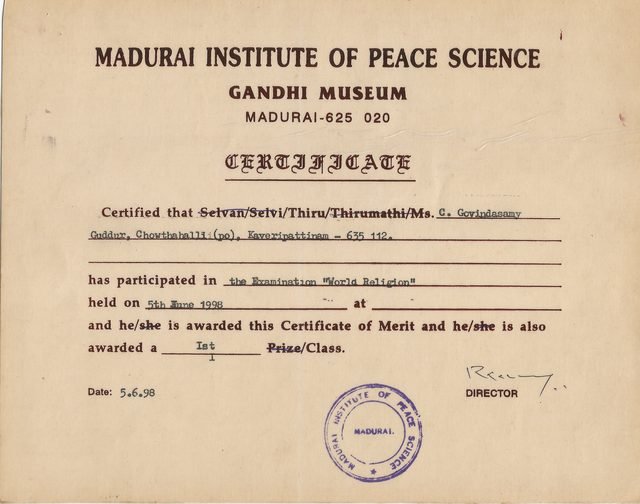 Gandhi Museum — World Religion, First Prize