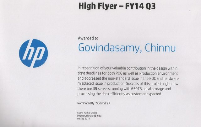 HP High Flyer Award — FY14 Q3