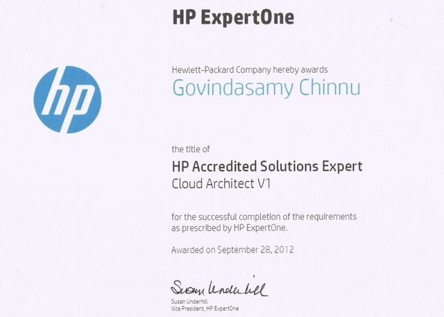 HP Accredited Solutions Expert — Cloud Architect