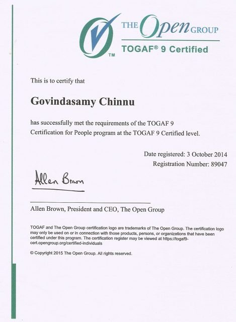 TOGAF 9 Certified — The Open Group