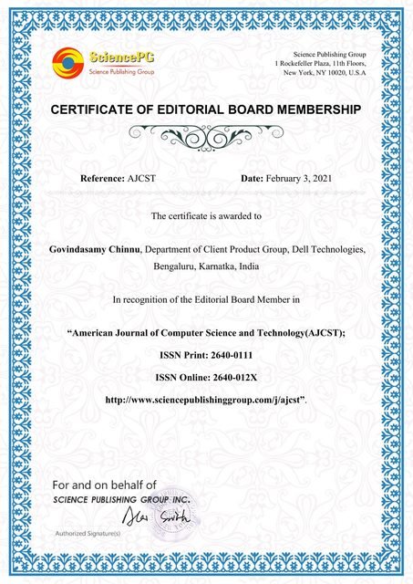 Editorial Board Member — AJCST, New York