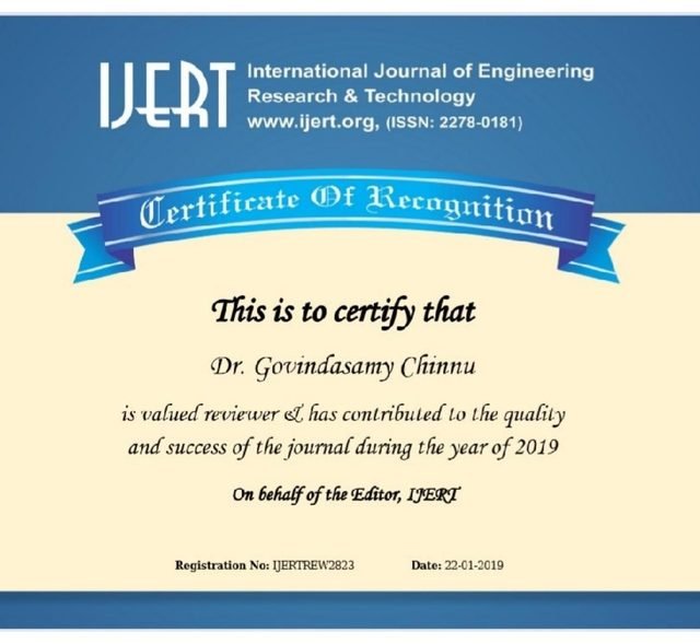 IJERT — Reviewer Recognition