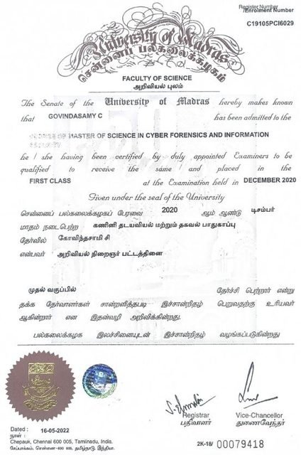 M.Sc. Cyber Forensics & Information Security