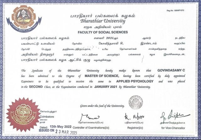 M.Sc. Applied Psychology